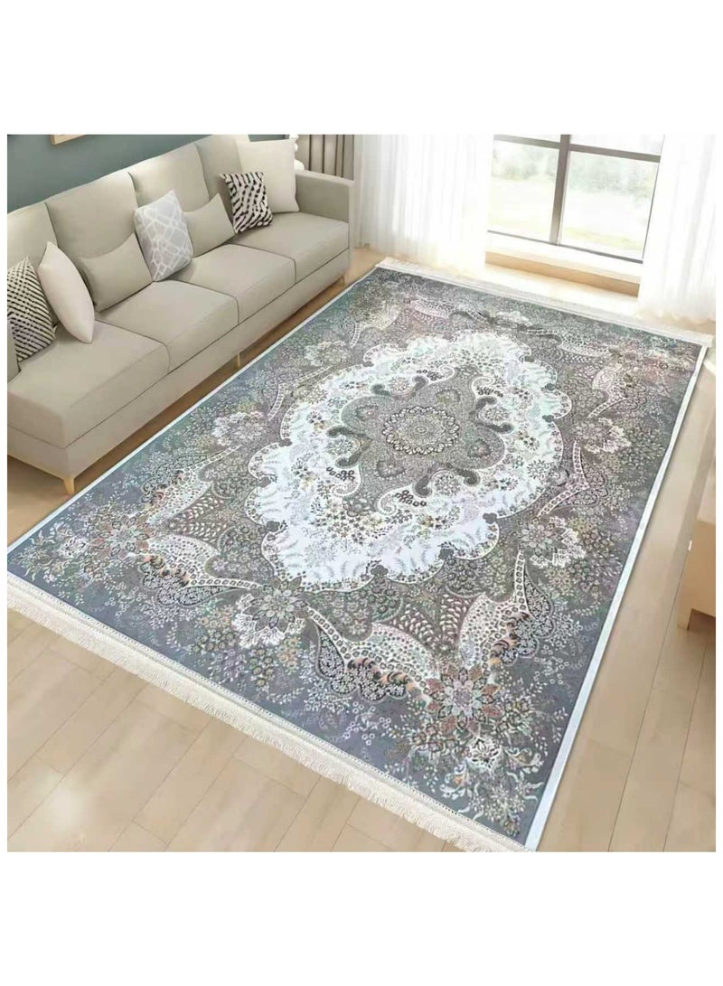 SMART HOME Large padded floor mat with a soft velvet surface and non-slip backing - Living room rug - Majlis rug - Lounge rug - Luxurious decorative rug - Elegant rug with modern patterns for living rooms and majlis - Size 400x300cm - Suitable for everyday use and entertaining - Image 1